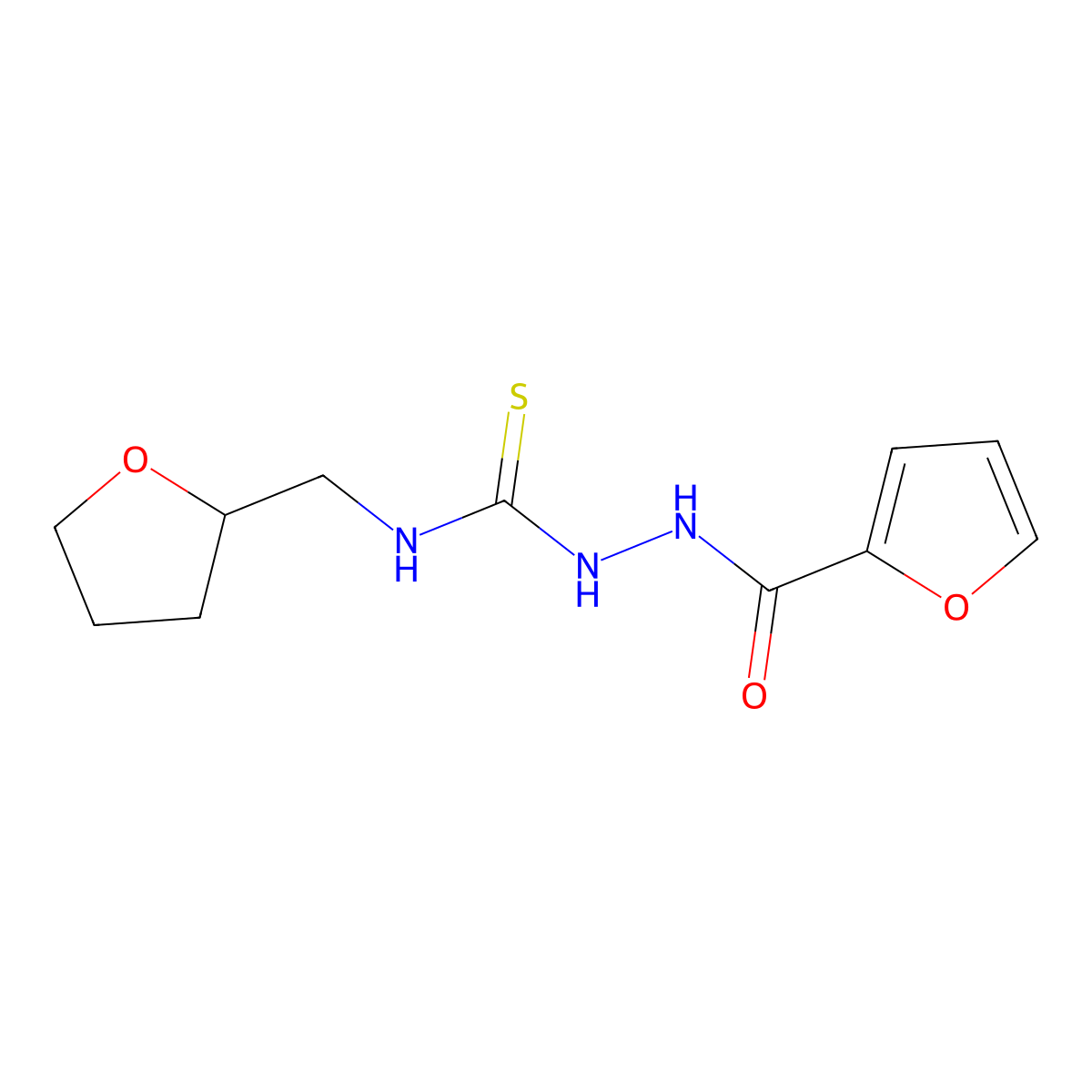 2-(furan-2-ylcarbonyl)-N-(tetrahydrofuran-2-ylmethyl)hydrazinecarbothioamide molecular structure, CAS 724780-66-9