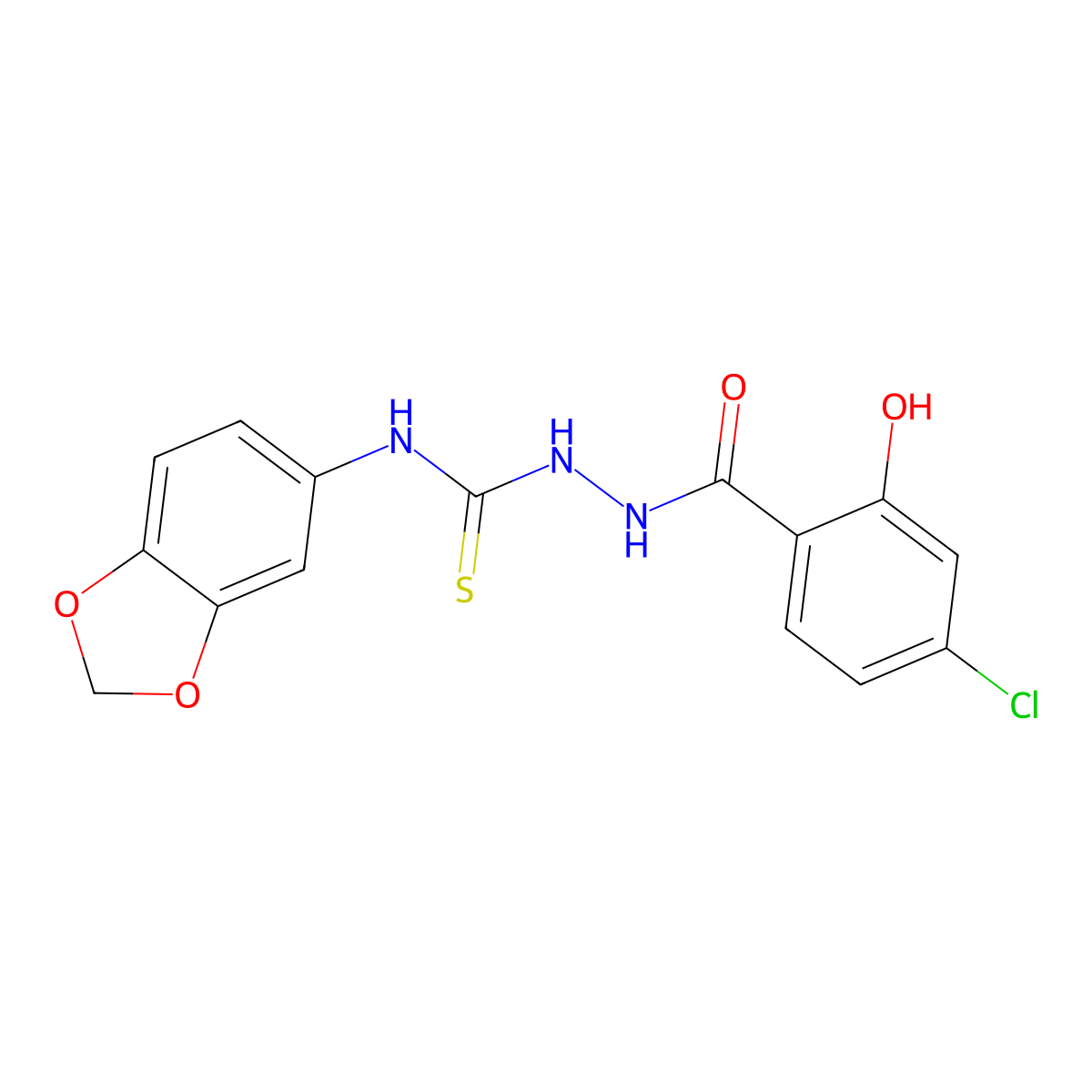 N-(1,3-benzodioxol-5-yl)-2-[(4-chloro-2-hydroxyphenyl)carbonyl]hydrazinecarbothioamide molecular structure, CAS 724781-29-7