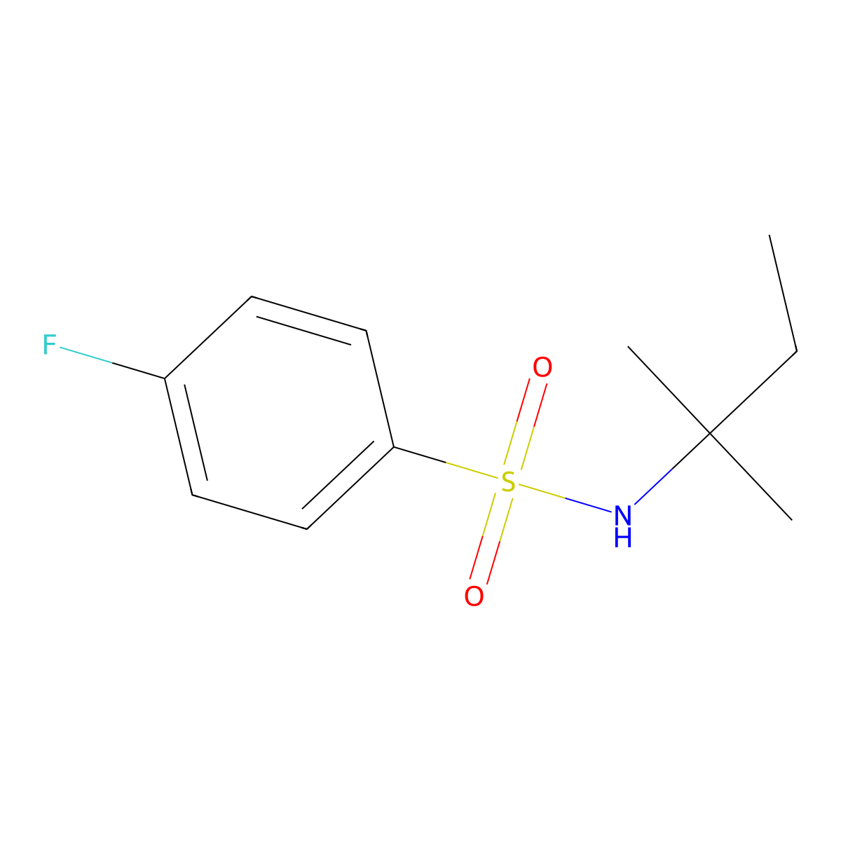 4-fluoro-N-(2-methylbutan-2-yl)benzenesulfonamide molecular structure, CAS 724782-14-3