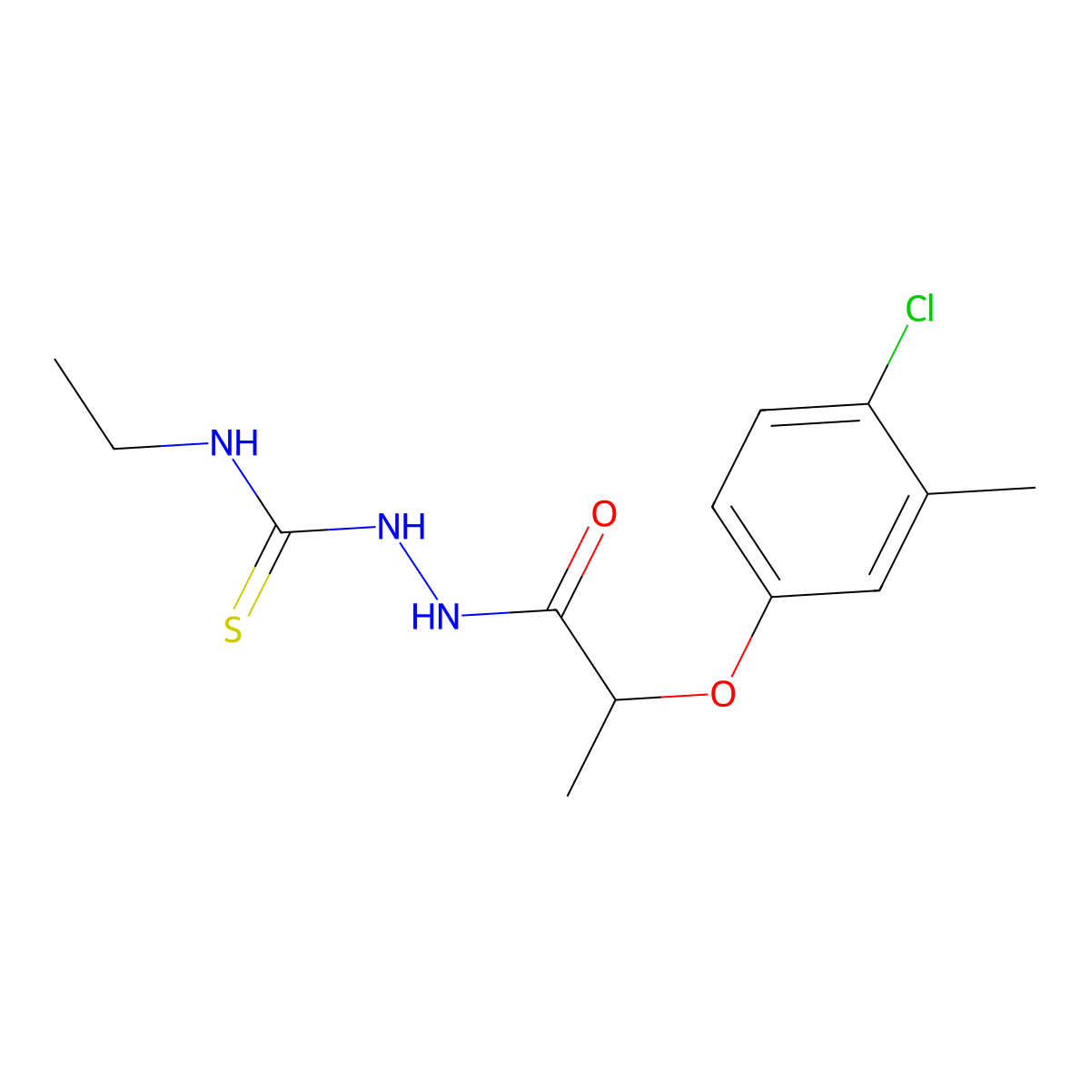 2-[2-(4-chloro-3-methylphenoxy)propanoyl]-N-ethylhydrazinecarbothioamide molecular structure, CAS 724782-37-0