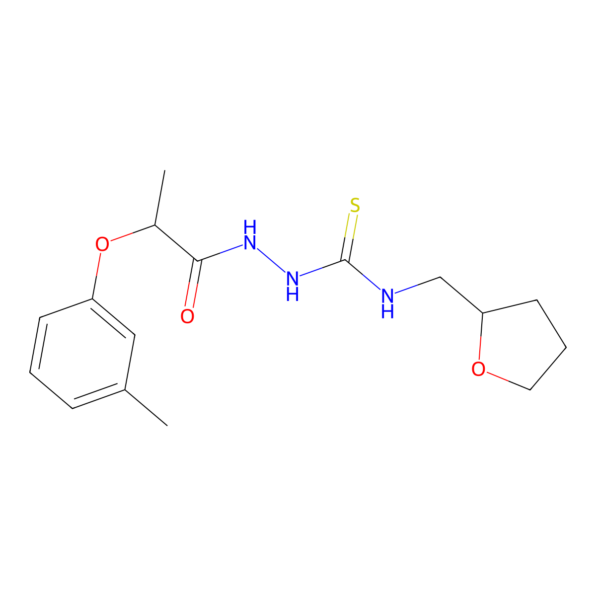 2-[2-(3-methylphenoxy)propanoyl]-N-(tetrahydrofuran-2-ylmethyl)hydrazinecarbothioamide molecular structure, CAS 724783-06-6