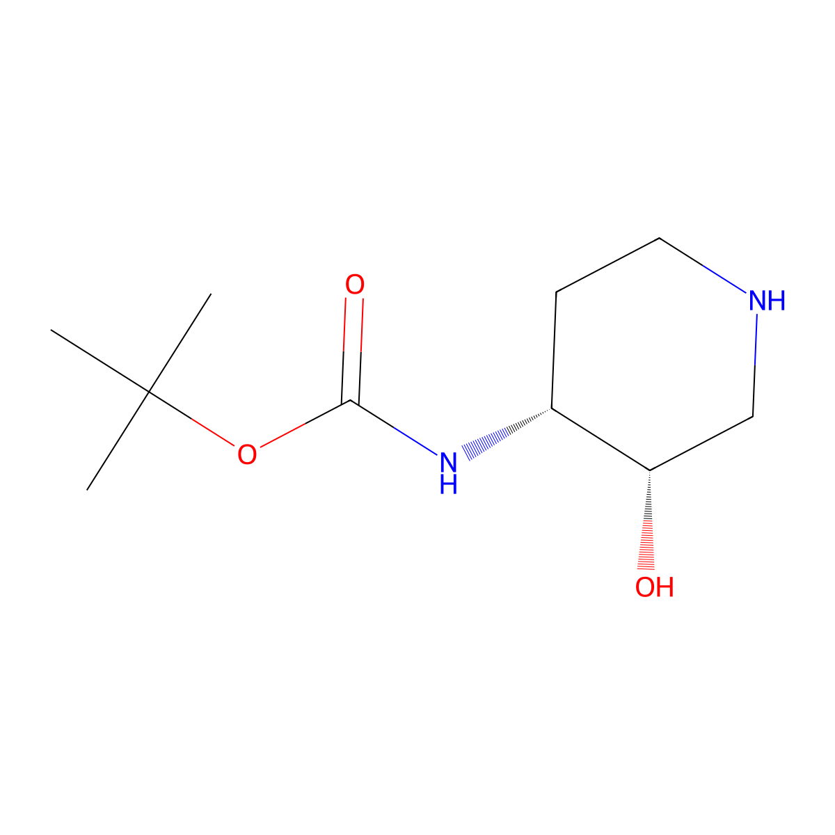 t-Butyl N-[(3S,4R)-rel-3-hydroxypiperidin-4-yl]carbamate molecular structure, CAS 724787-35-3