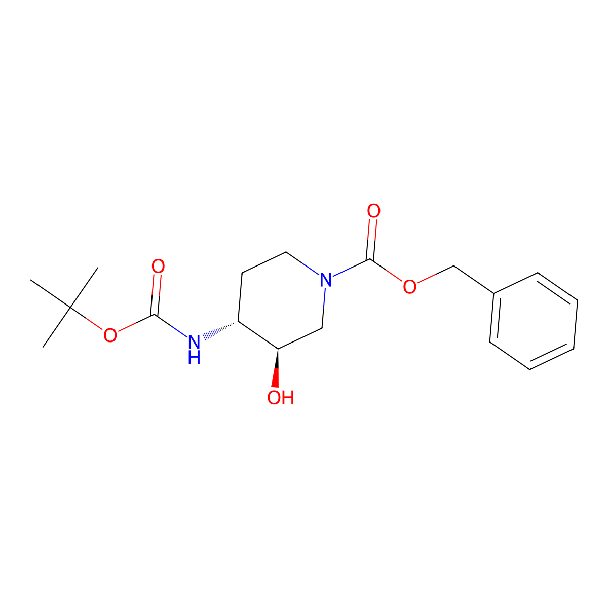 (3R,4R)-Benzyl 4-((tert-butoxycarbonyl)amino)-3-hydroxypiperidine-1-carboxylate molecular structure, CAS 724787-52-4
