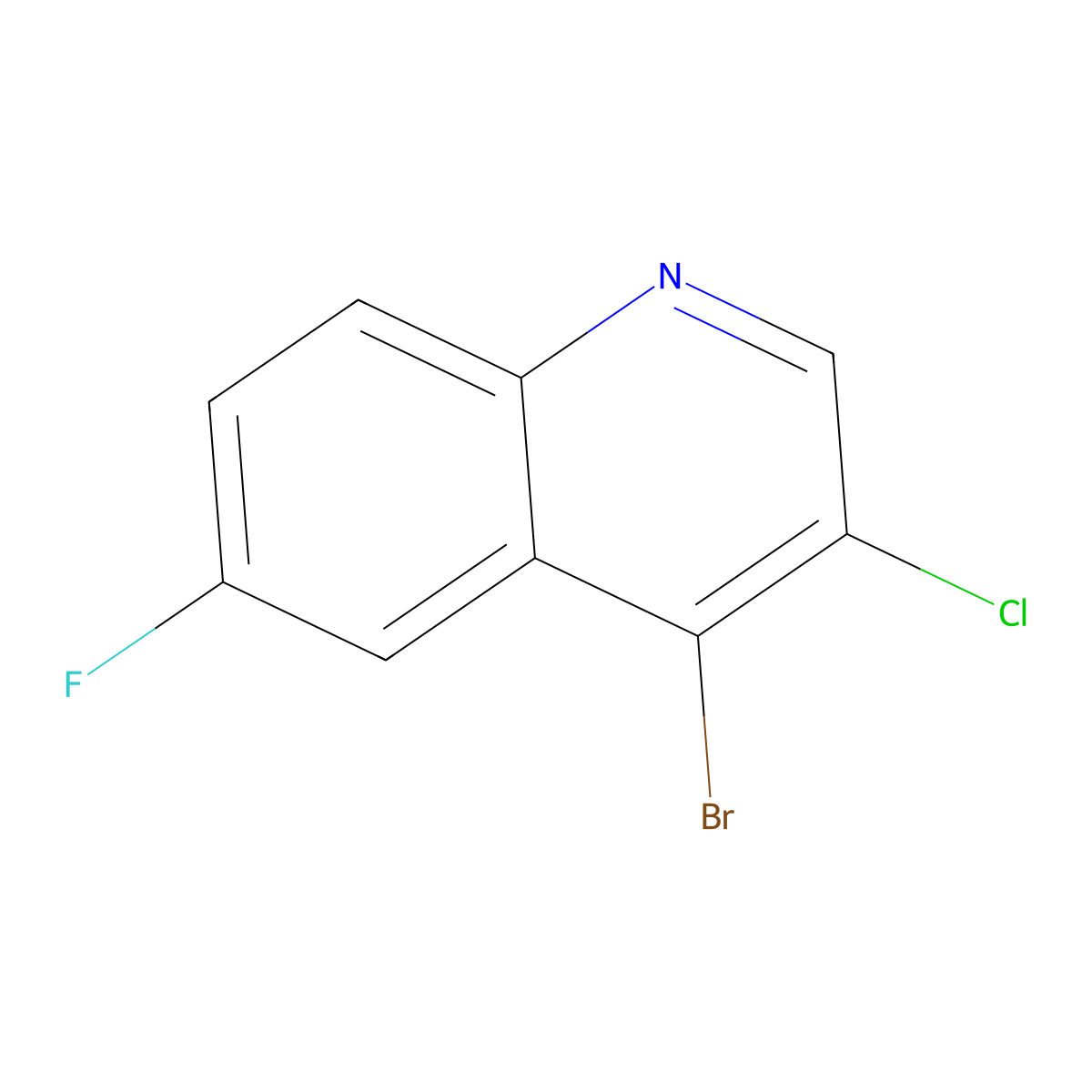 4-Bromo-3-chloro-6-fluoroquinoline molecular structure, CAS 724787-81-9