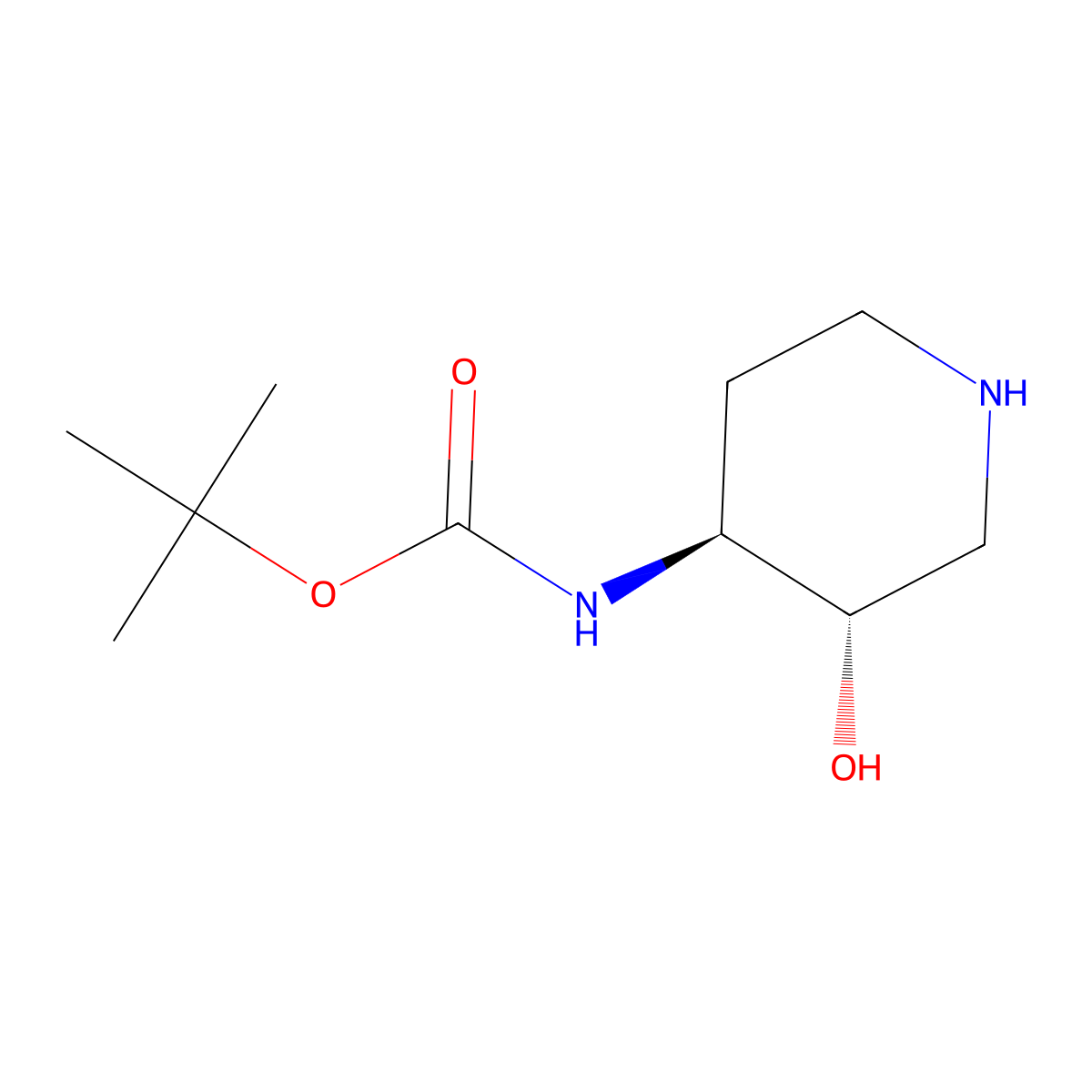 tert-butyl ((3S,4S)-3-hydroxypiperidin-4-yl)carbamate molecular structure, CAS 724788-22-1