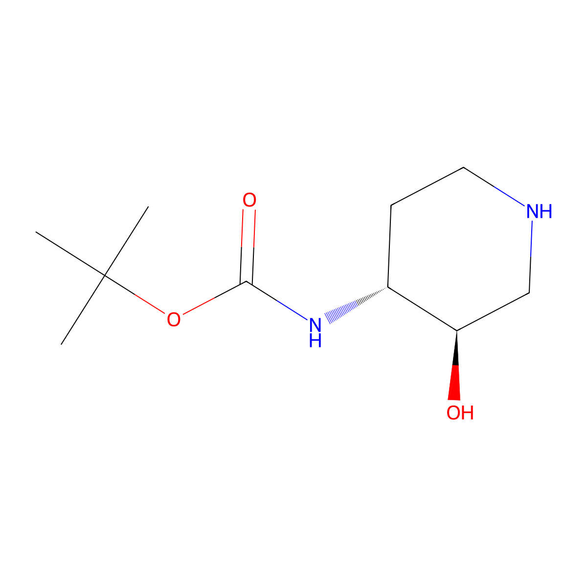 rac-tert-butyl N-((3R,4R)-3-hydroxypiperidin-4-yl)carbamate molecular structure, CAS 724788-29-8
