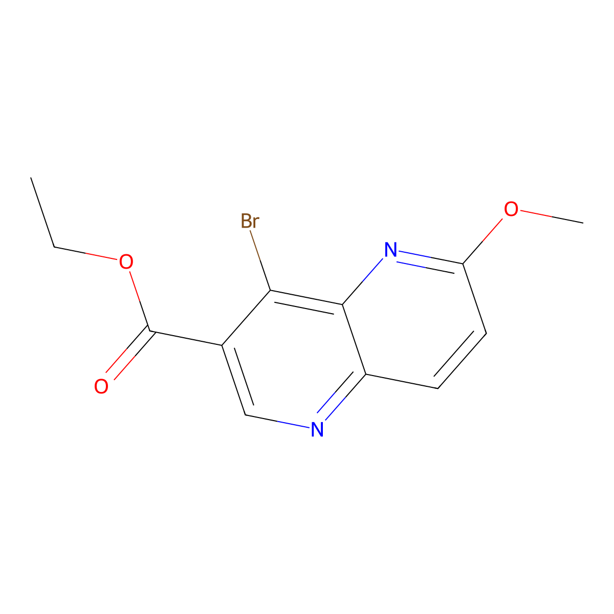 Ethyl 4-bromo-6-methoxy-1,5-naphthyridine-3-carboxylate molecular structure, CAS 724788-64-1