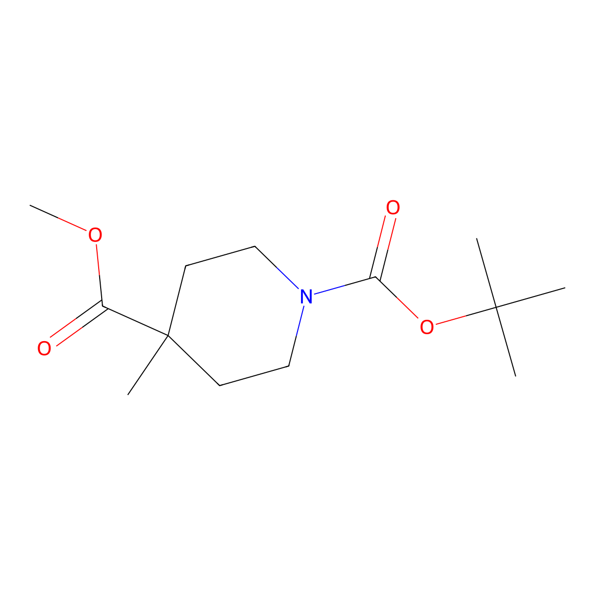 1-tert-Butyl 4-methyl 4-methylpiperidine-1,4-dicarboxylate molecular structure, CAS 724790-59-4