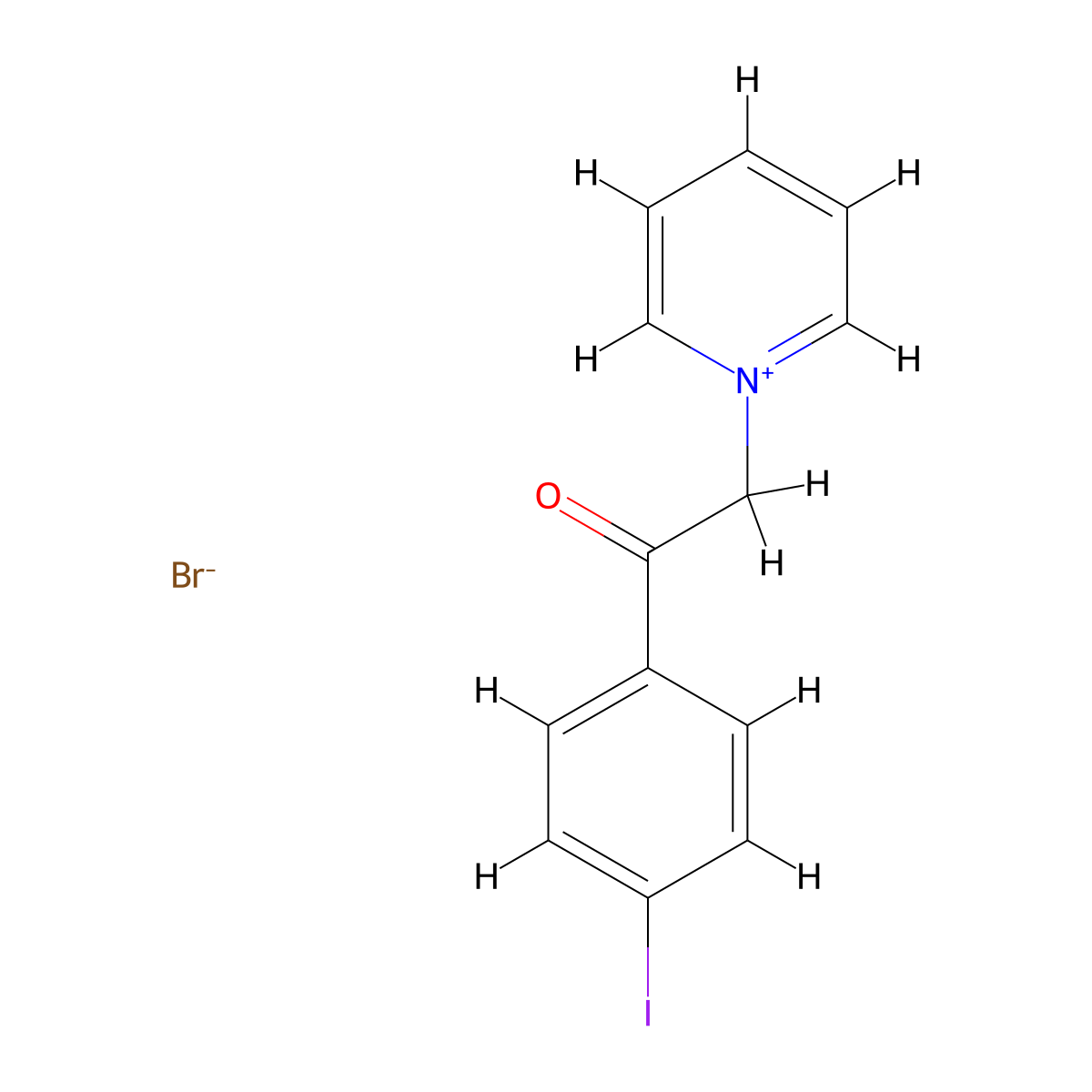 1-[2-(4-Iodophenyl)-2-oxoethyl]pyridin-1-ium bromide molecular structure, CAS 7248-92-2