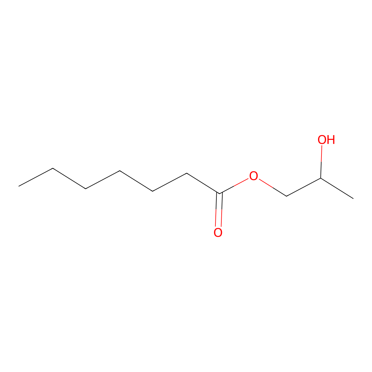 2-Hydroxypropyl heptanoate molecular structure, CAS 7249-54-9