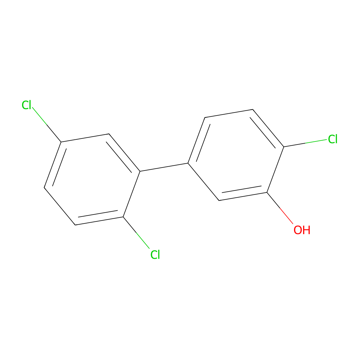 2-Chloro-5-(2,5-dichlorophenyl)phenol molecular structure, CAS 72490-70-1