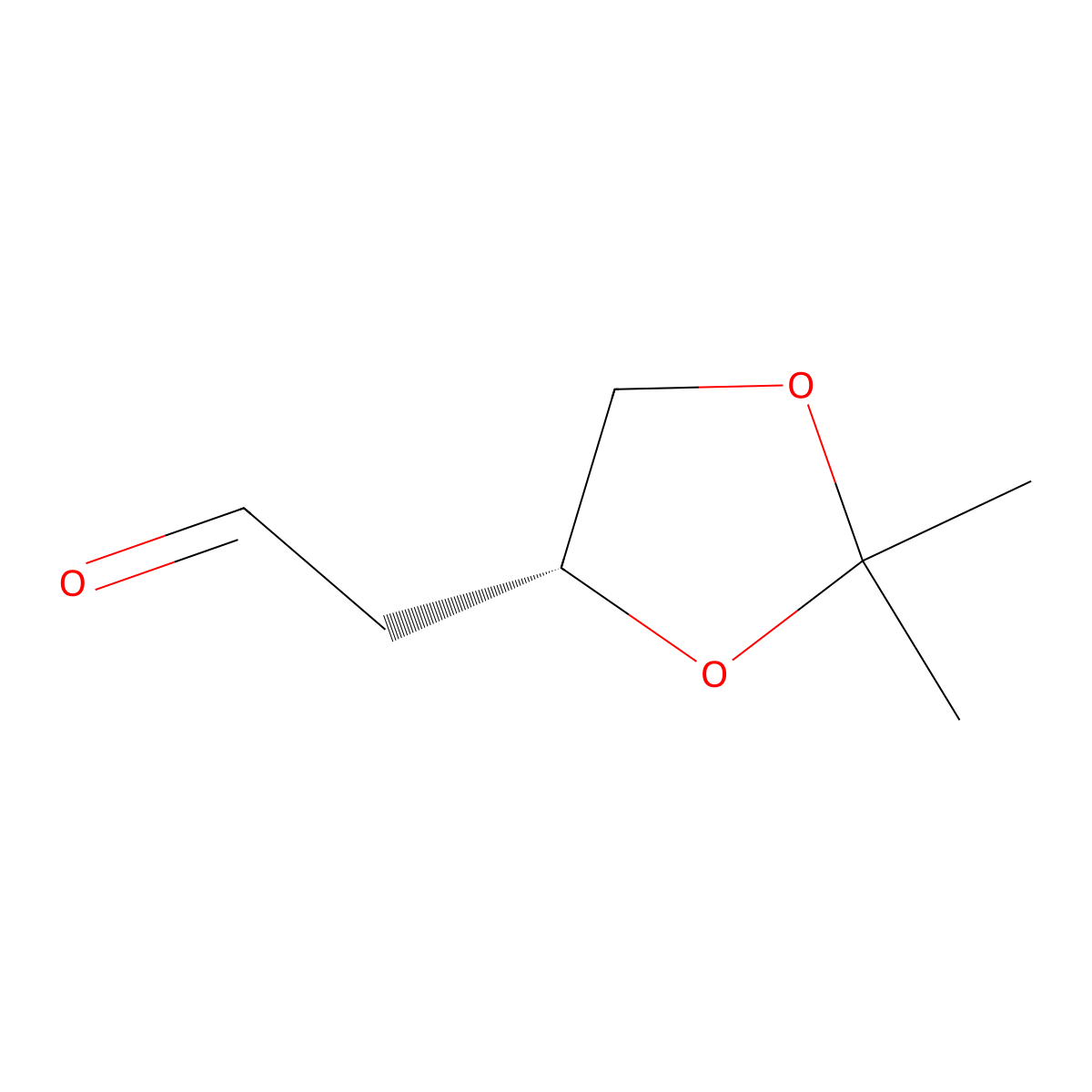 2-((4R)-2,2-dimethyl-1,3-dioxolan-4-yl)acetaldehyde molecular structure, CAS 72496-37-8