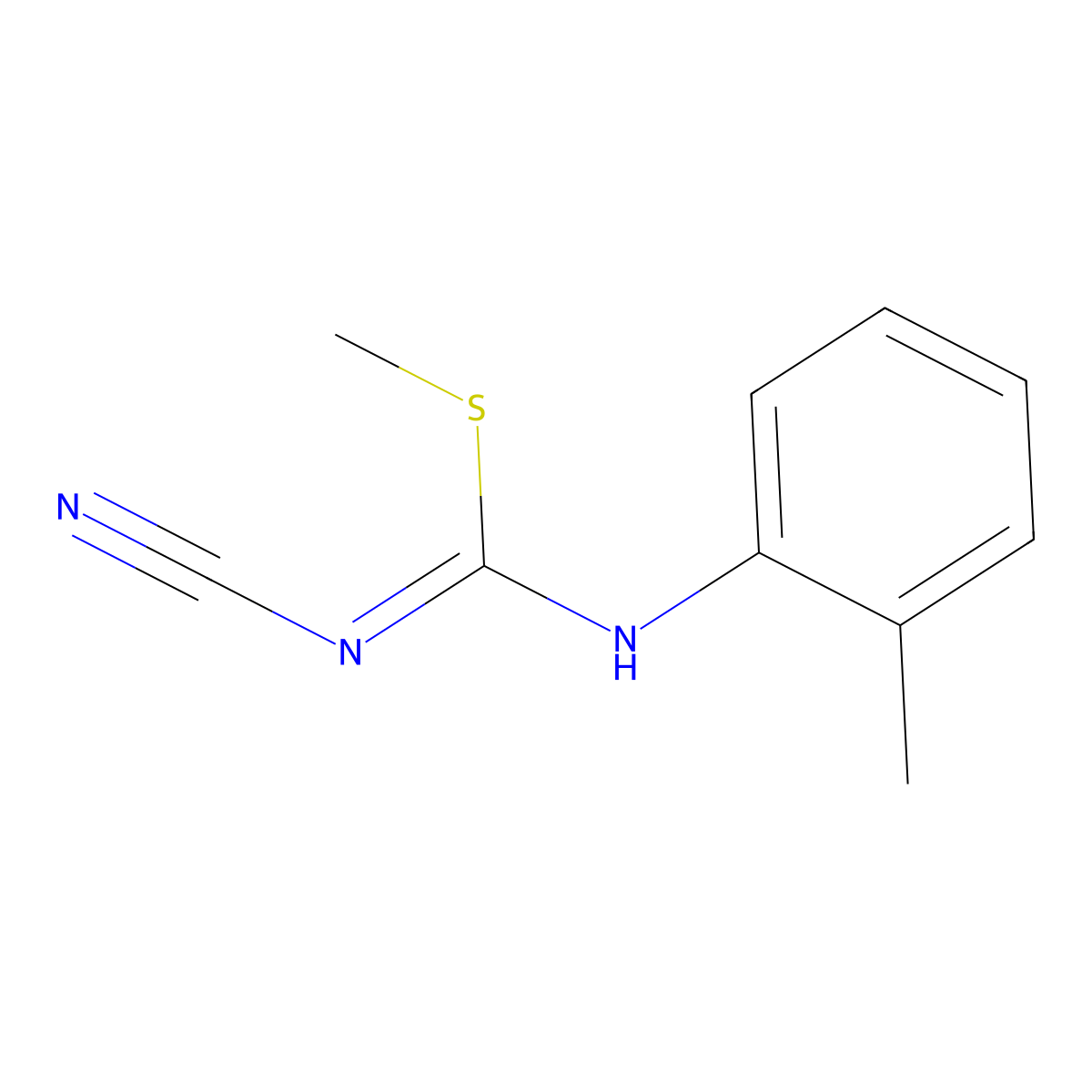 N'-cyano-N-(2-methylphenyl)(methylsulfanyl)methanimidamide molecular structure, CAS 72499-72-0