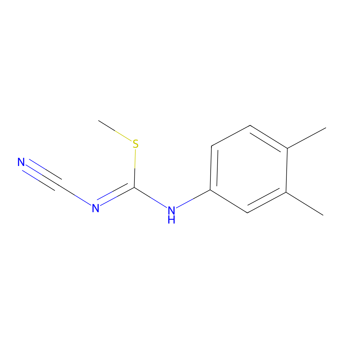 methyl N-cyano-N'-(3,4-dimethylphenyl)carbamimidothioate molecular structure, CAS 72499-79-7