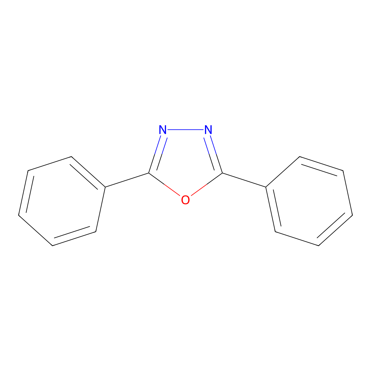 1,3,4-Oxadiazole, 2-5-diphenyl- molecular structure, CAS 725-12-2