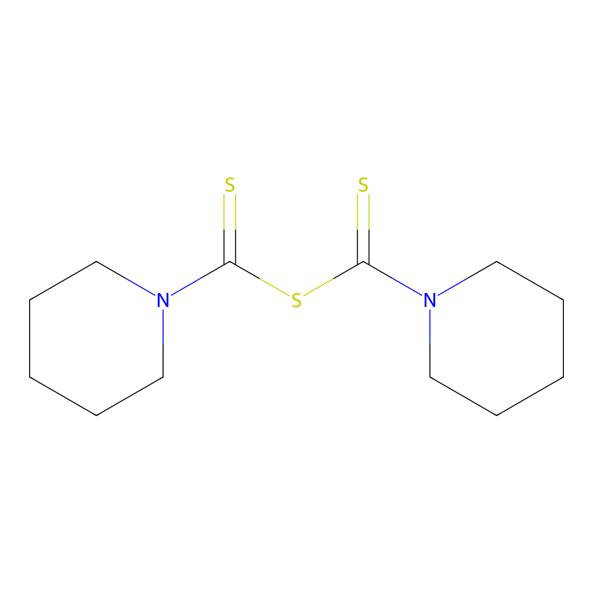 Piperidine-1-dithiocarboxylic acid, anhydrosulphide molecular structure, CAS 725-32-6