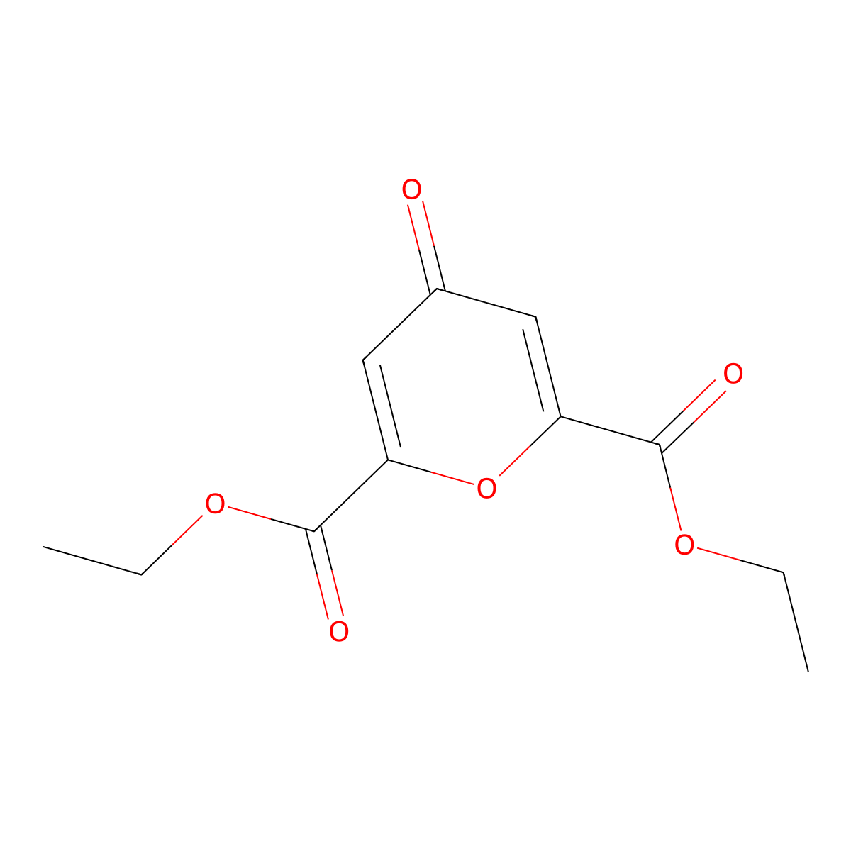 Diethyl 4-oxopyran-2,6-dicarboxylate molecular structure, CAS 725-92-8