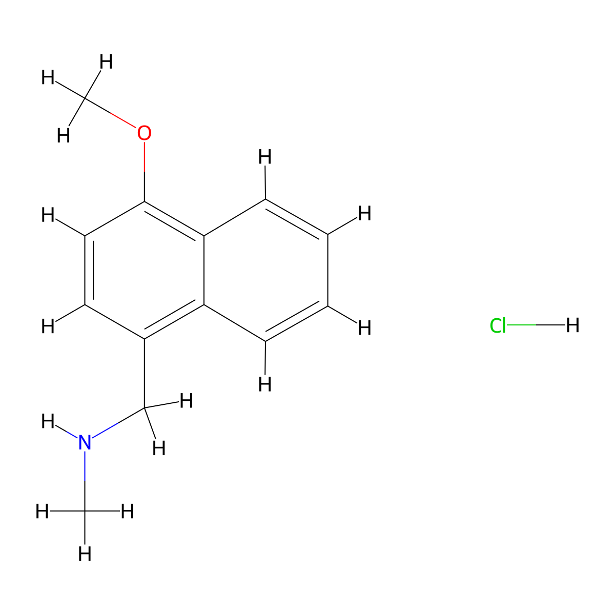 1-(4-methoxynaphthalen-1-yl)-N-methylmethanamine;hydrochloride molecular structure, CAS 7250-21-7