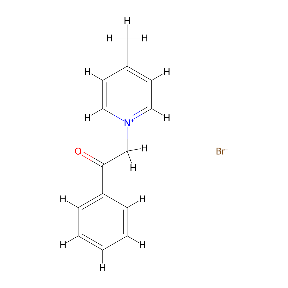 4-Methyl-1-(2-oxo-2-phenylethyl)pyridin-1-ium bromide molecular structure, CAS 7250-28-4