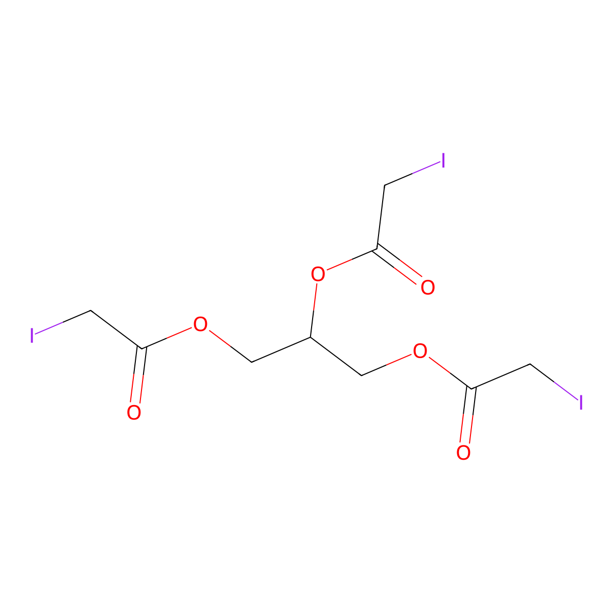 Acetic acid, iodo-, triester with glycerol molecular structure, CAS 7250-46-6