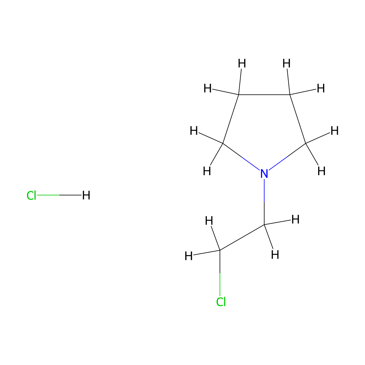 1-(2-Chloroethyl)pyrrolidine hydrochloride molecular structure, CAS 7250-67-1