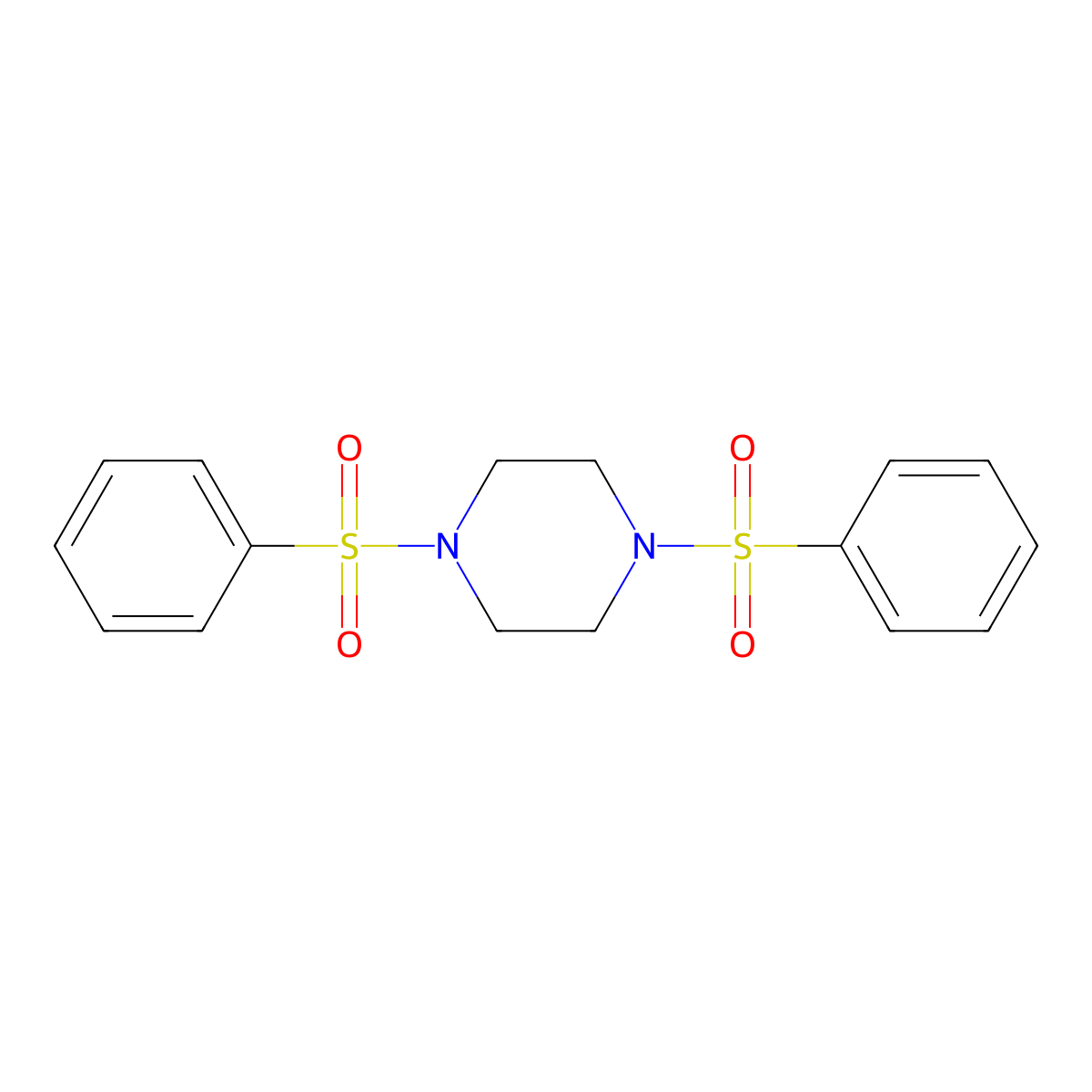 1,4-Bis(phenylsulfonyl)piperazine molecular structure, CAS 7250-99-9