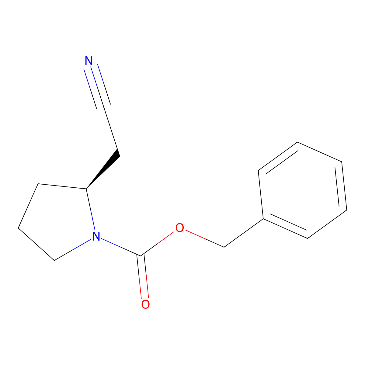 (S)-Benzyl 2-(cyanomethyl)pyrrolidine-1-carboxylate molecular structure, CAS 72500-25-5
