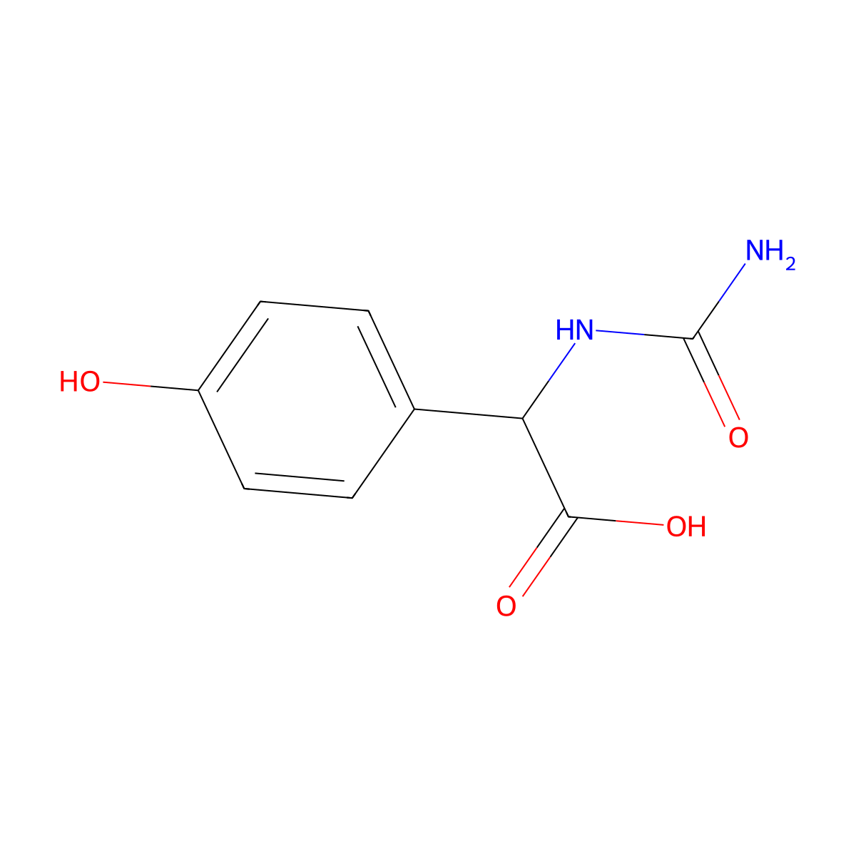 alpha-((Aminocarbonyl)amino)-4-hydroxybenzeneacetic acid molecular structure, CAS 72500-37-9