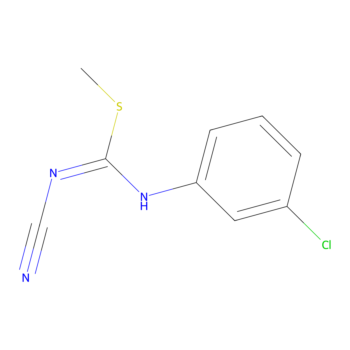 methyl N-(3-chlorophenyl)-N'-cyanoimidothiocarbamate molecular structure, CAS 72500-48-2