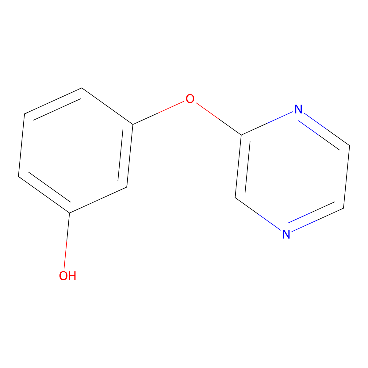 3-(Pyrazin-2-yloxy)phenol molecular structure, CAS 72503-62-9