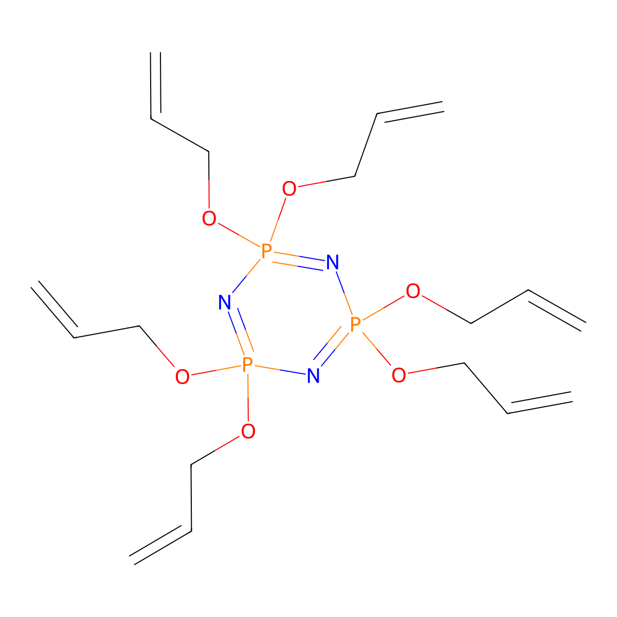 2,2,4,4,6,6-Hexakis(allyloxy)-1,3,5,2lambda5,4lambda5,6lambda5-triazatriphosphinine molecular structure, CAS 7251-15-2