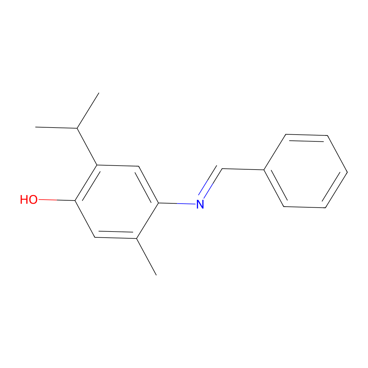 5-Methyl-4-{[(e)-phenylmethylidene]amino}-2-(propan-2-yl)phenol molecular structure, CAS 7251-18-5