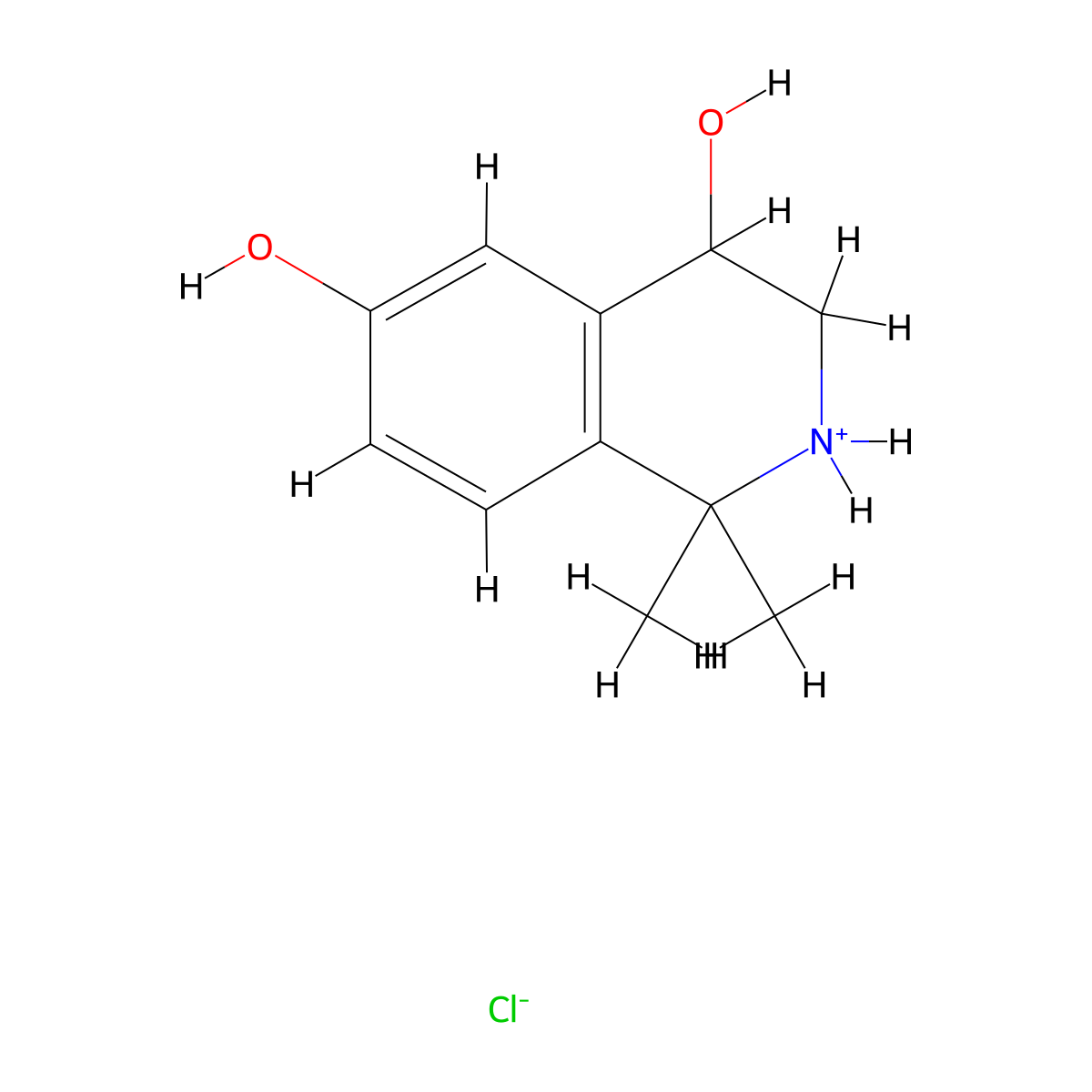 4,6-Isoquinolinediol, 1,2,3,4-tetrahydro-1,1-dimethyl-, hydrochloride (1:1) molecular structure, CAS 72511-89-8