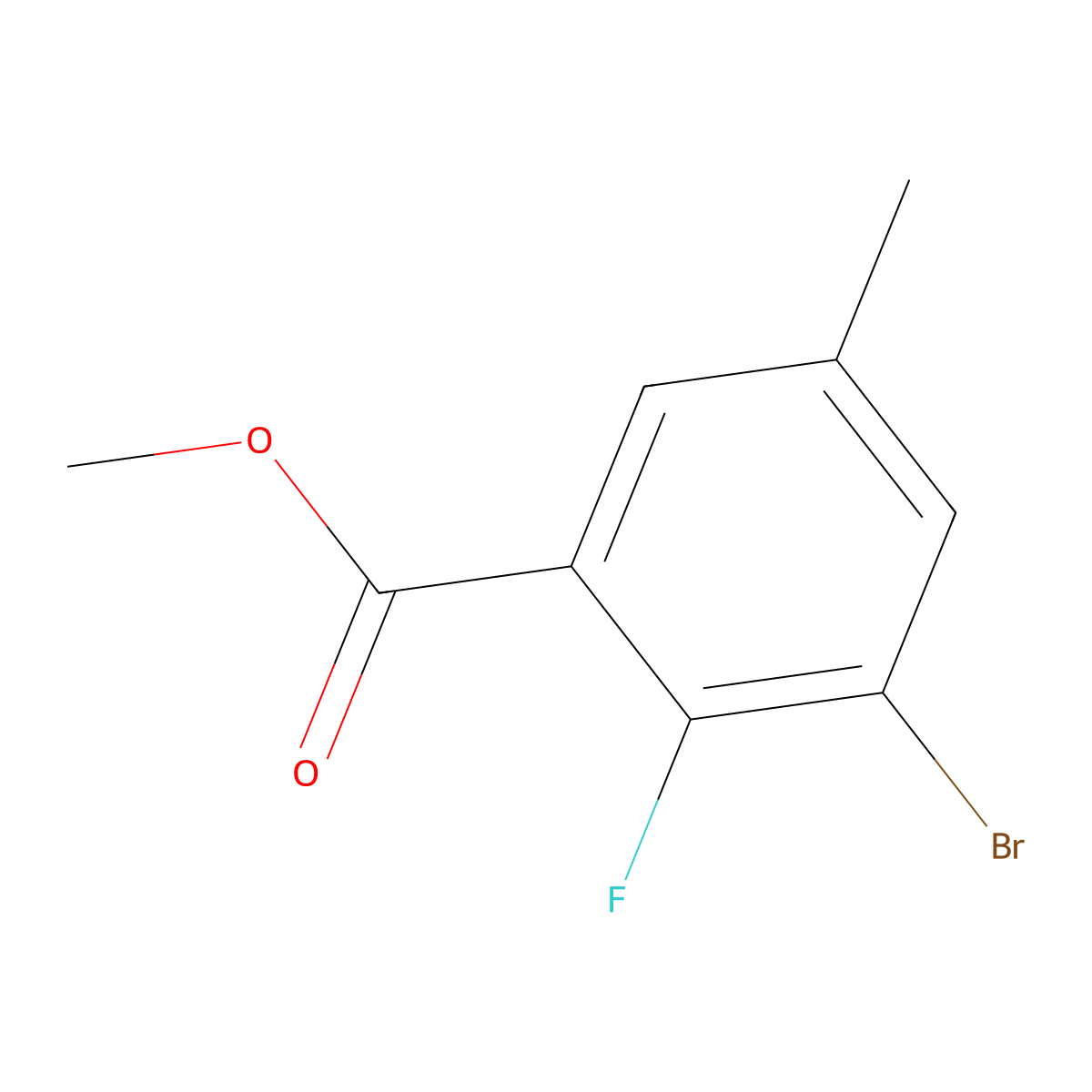 Methyl 3-bromo-2-fluoro-5-methylbenzoate molecular structure, CAS 72518-21-9