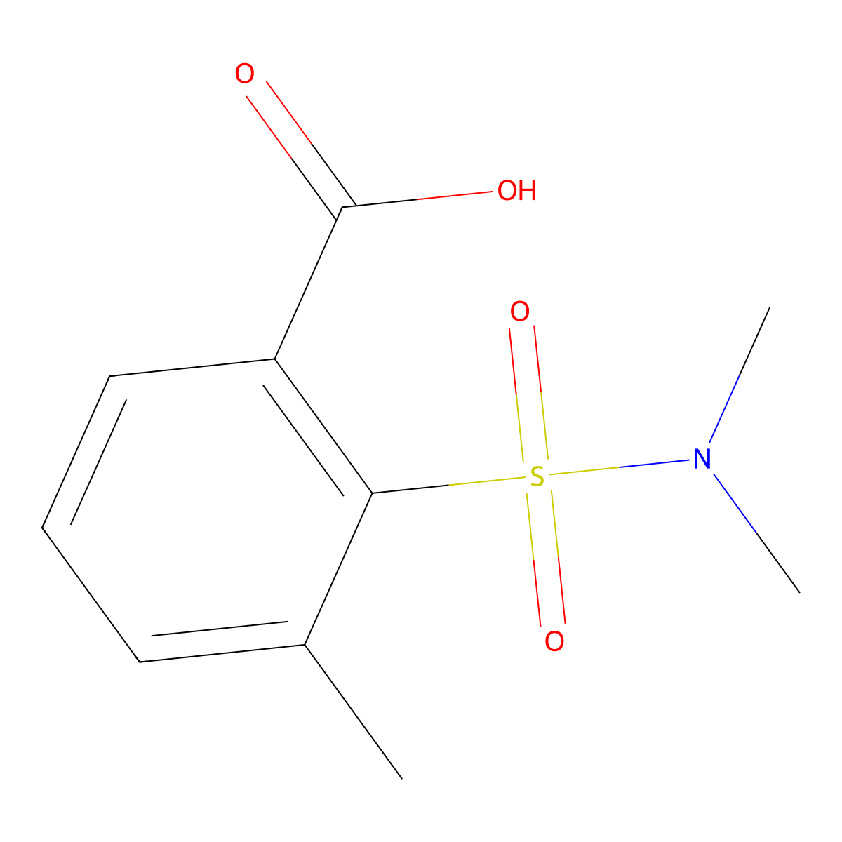 2-(Dimethylsulfamoyl)-3-methylbenzoic acid molecular structure, CAS 72519-70-1