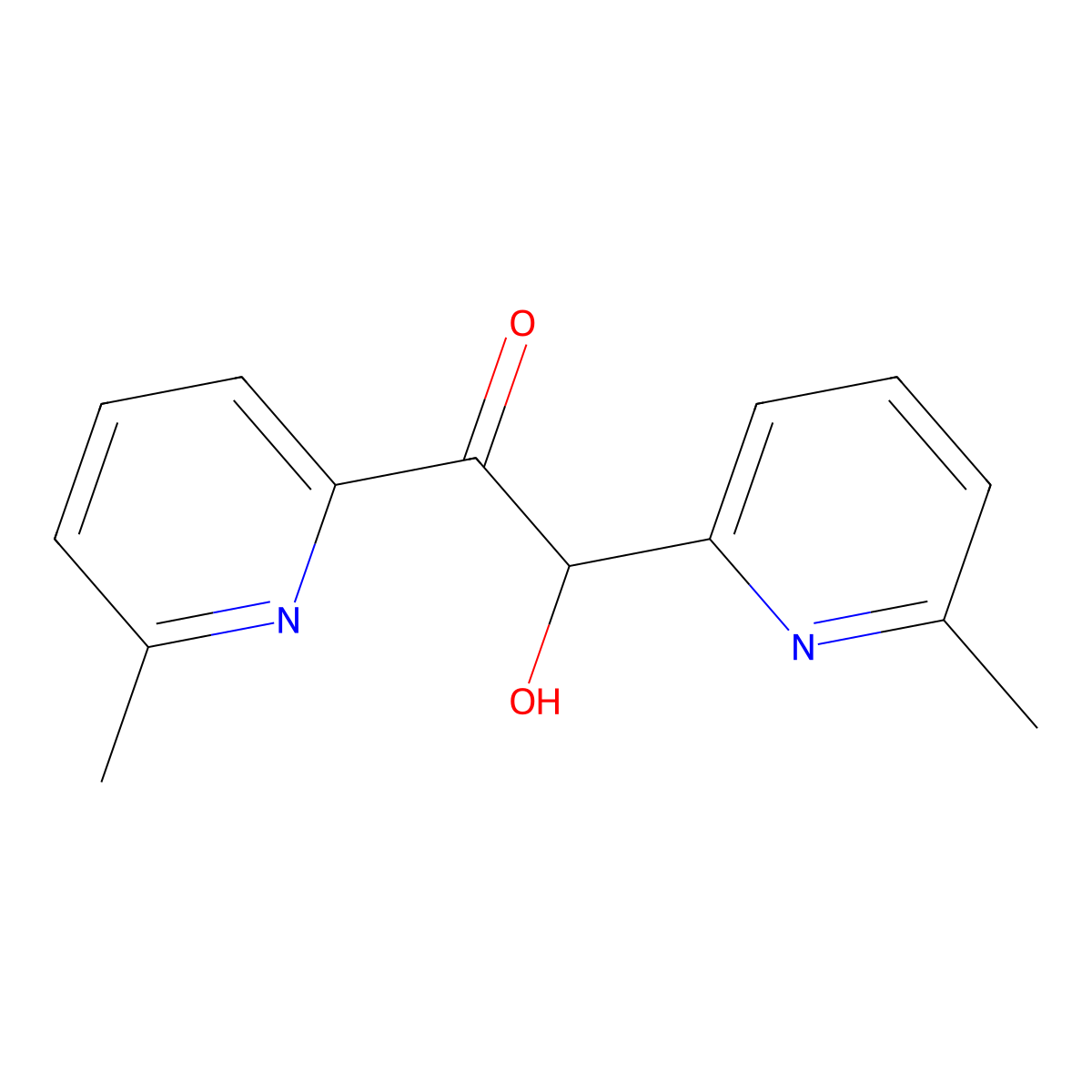 Hydroxy(6-methyl-2-pyridyl)methyl 6-methyl-2-pyridyl ketone molecular structure, CAS 7252-50-8