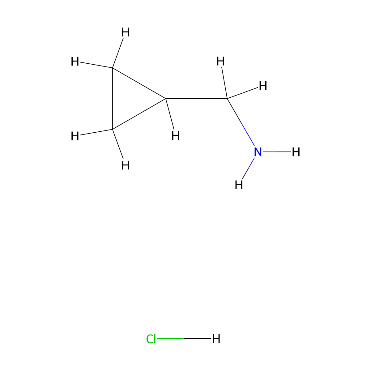 (Cyclopropylmethyl)ammonium chloride molecular structure, CAS 7252-53-1