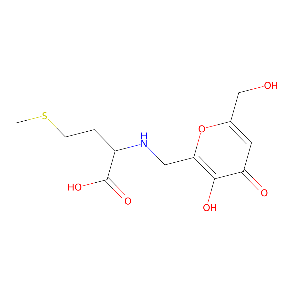 2-[[3-Hydroxy-6-(hydroxymethyl)-4-oxopyran-2-yl]methylamino]-4-methylsulfanylbutanoic acid molecular structure, CAS 7252-71-3