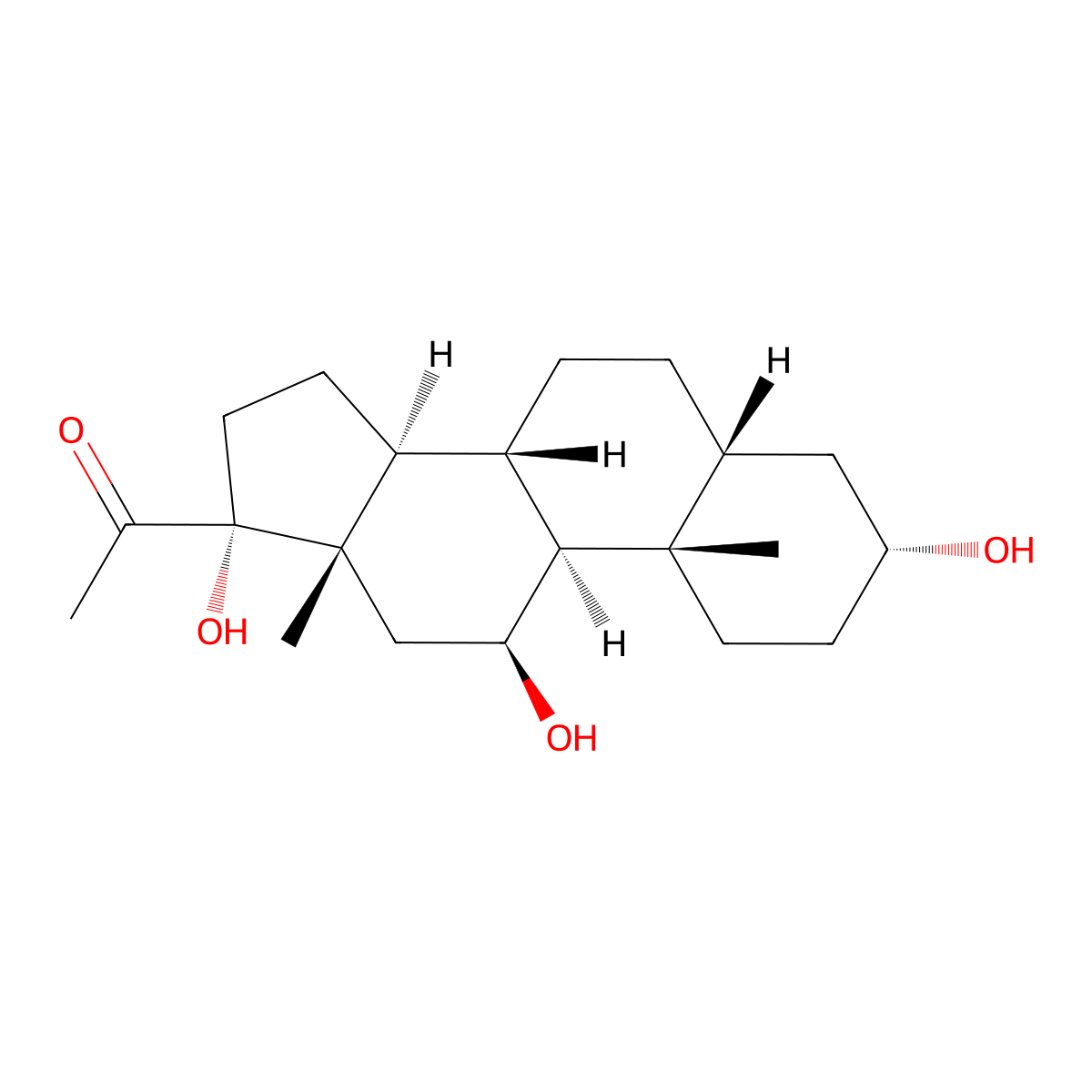 3alpha,11beta,17alpha-Trihydroxy-5beta-pregnan-20-one molecular structure, CAS 7252-91-7