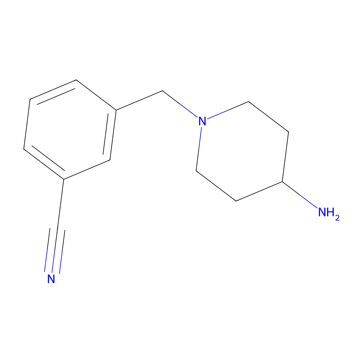 3-[(4-Aminopiperidin-1-yl)methyl]benzonitrile molecular structure, CAS 725212-23-7