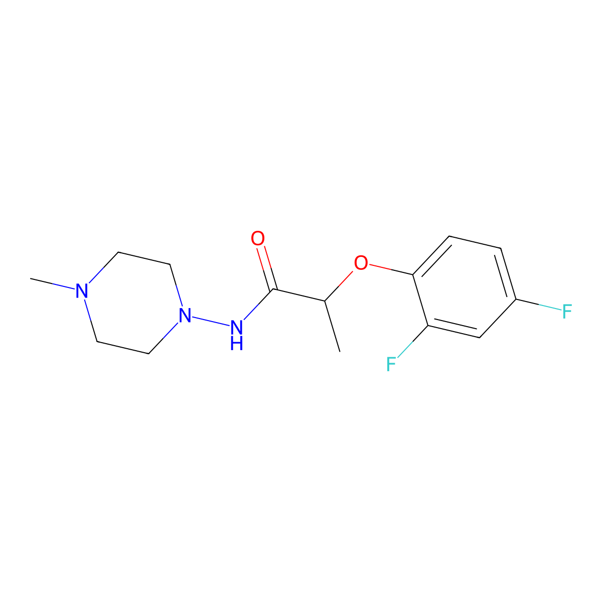 2-(2,4-difluorophenoxy)-N-(4-methylpiperazin-1-yl)propanamide molecular structure, CAS 725214-47-1