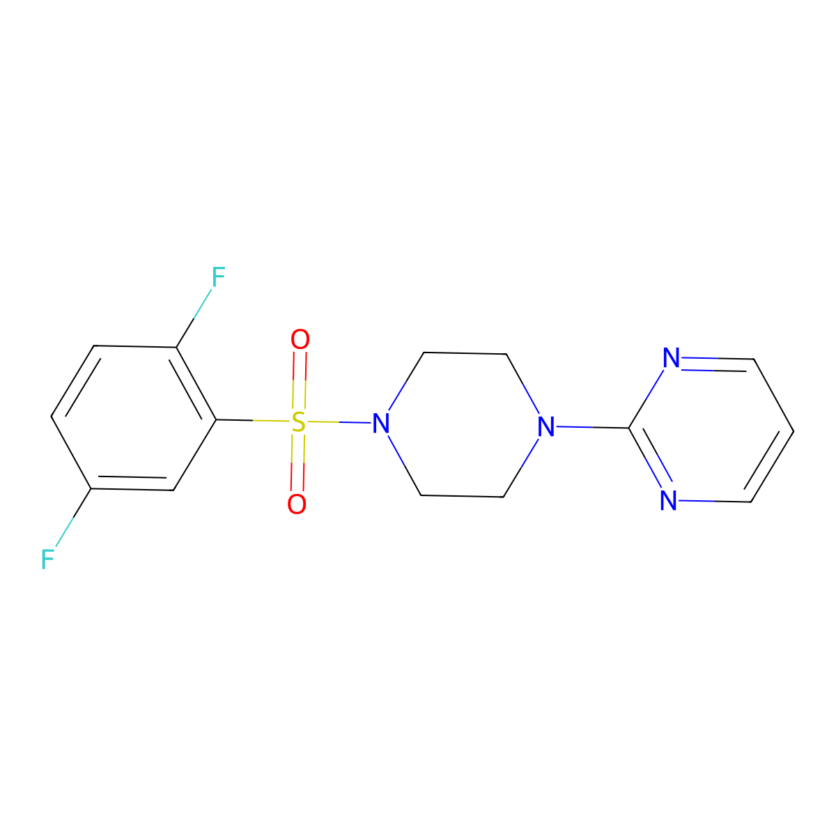 2-{4-[(2,5-Difluorophenyl)sulfonyl]piperazin-1-yl}pyrimidine molecular structure, CAS 725215-06-5