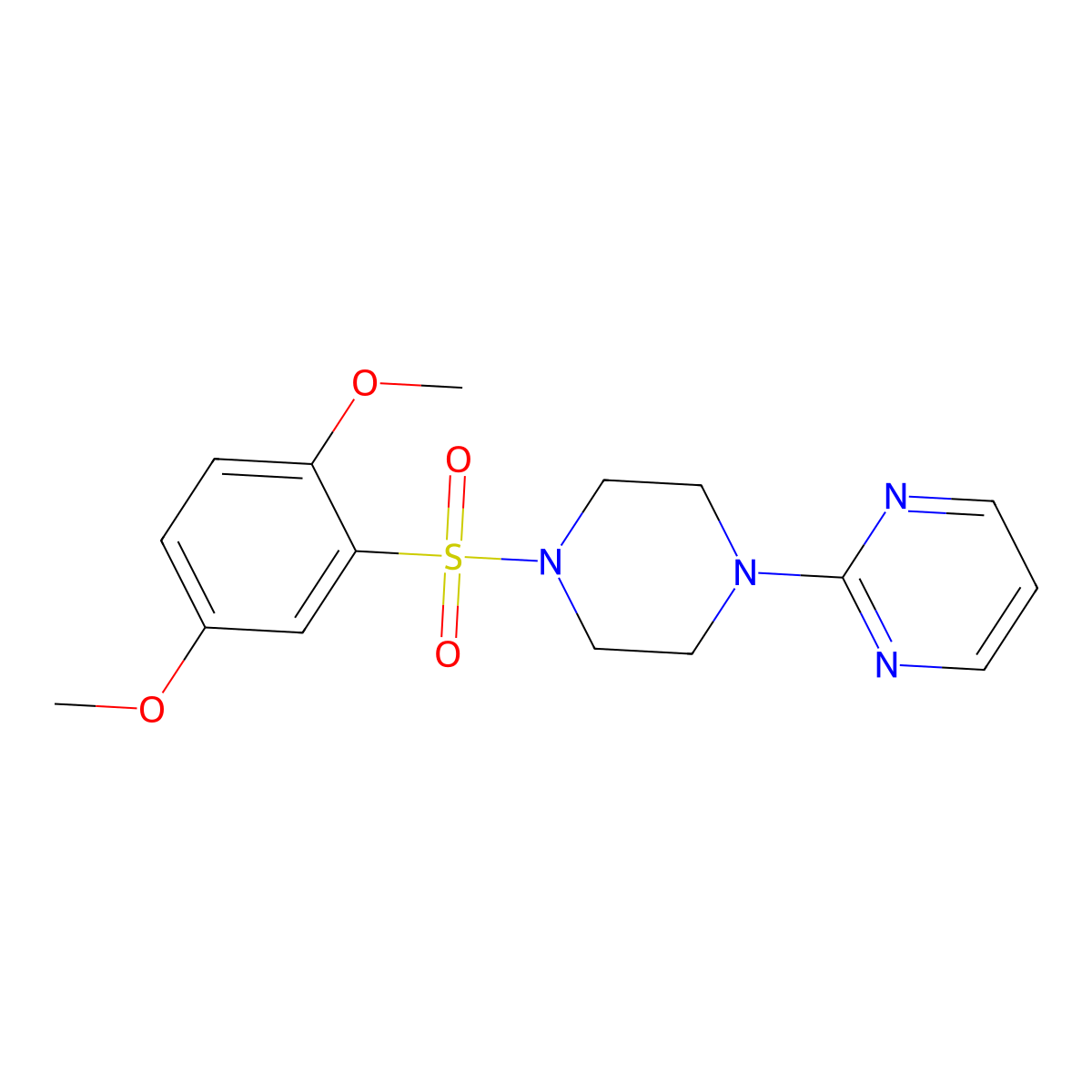 2-{4-[(2,5-Dimethoxyphenyl)sulfonyl]piperazino}pyrimidine molecular structure, CAS 725215-07-6