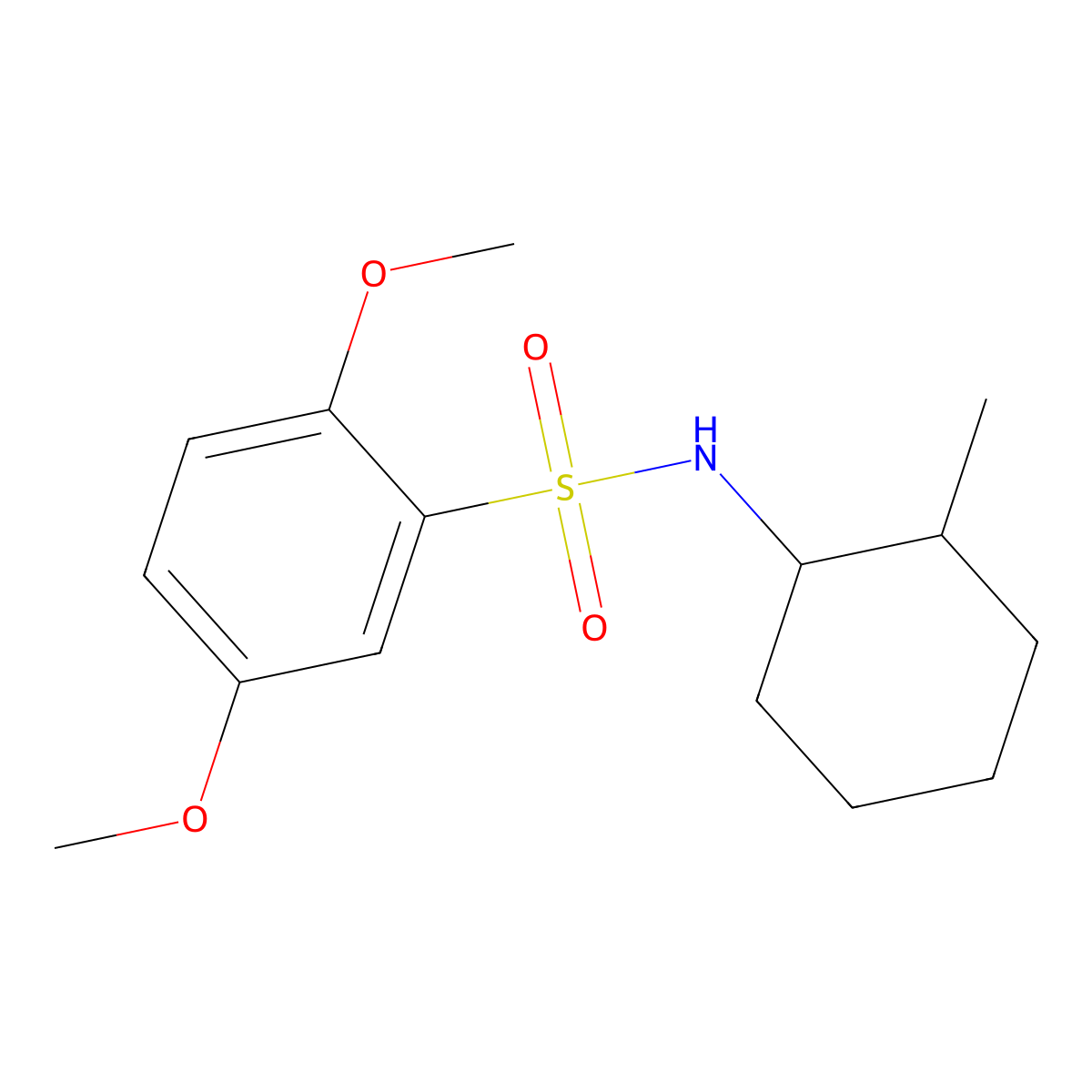 2,5-dimethoxy-N-(2-methylcyclohexyl)benzenesulfonamide molecular structure, CAS 725215-52-1