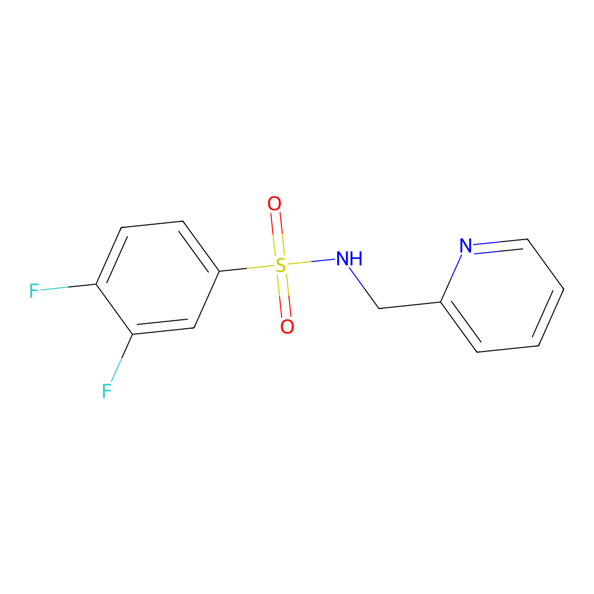 3,4-Difluoro-N-(2-pyridinylmethyl)benzenesulfonamide molecular structure, CAS 725215-56-5