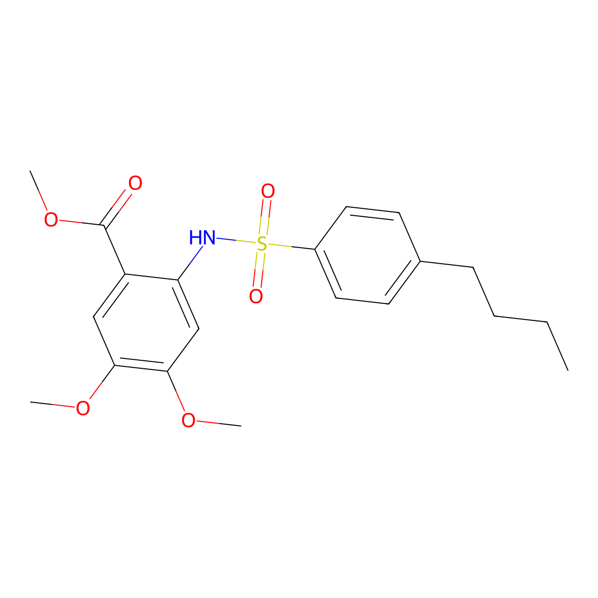 Methyl 2-[[(4-butylphenyl)sulfonyl]amino]-4,5-dimethoxybenzoate molecular structure, CAS 725215-63-4