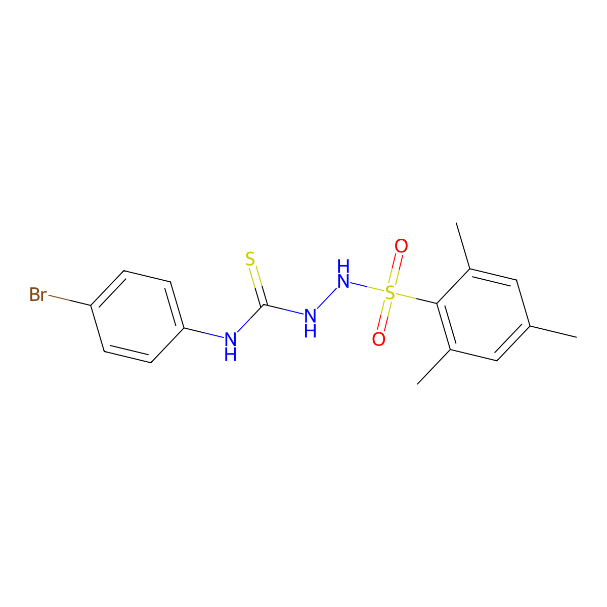 N-(4-bromophenyl)-2-[(2,4,6-trimethylphenyl)sulfonyl]hydrazinecarbothioamide molecular structure, CAS 725216-36-4