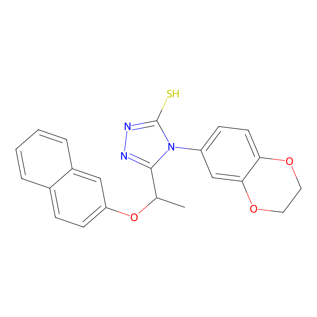 4-(2,3-dihydro-1,4-benzodioxin-6-yl)-5-[1-(naphthalen-2-yloxy)ethyl]-4H-1,2,4-triazole-3-thiol molecular structure, CAS 725217-52-7