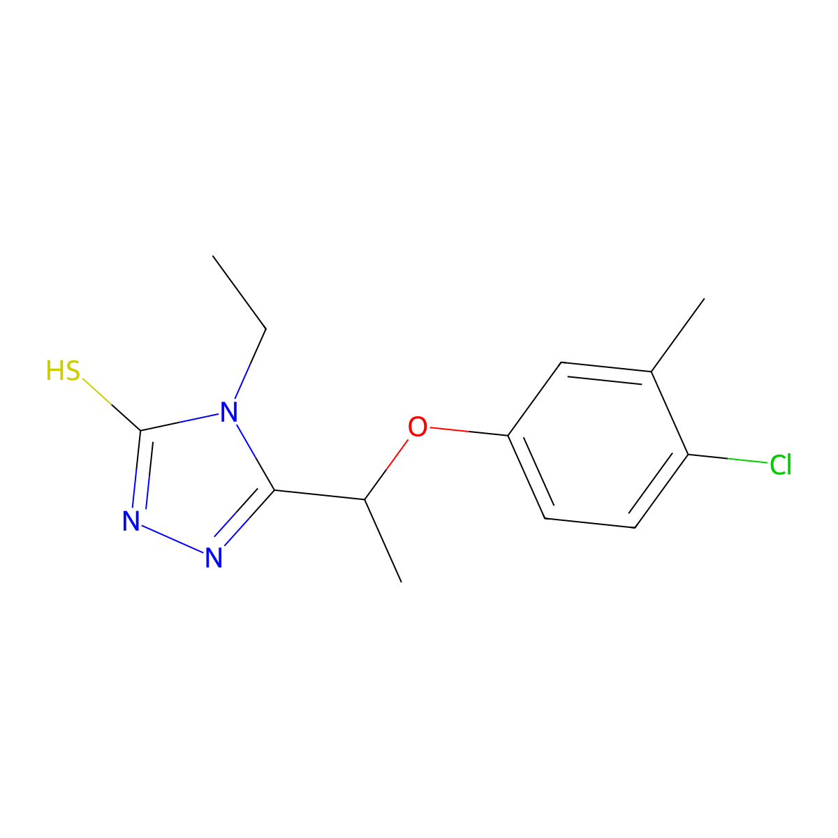 5-[1-(4-chloro-3-methylphenoxy)ethyl]-4-ethyl-4H-1,2,4-triazole-3-thiol molecular structure, CAS 725217-57-2