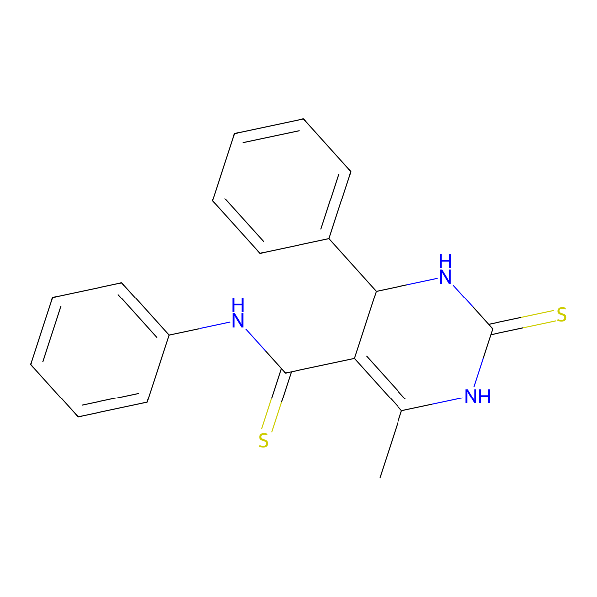 6-methyl-N,4-diphenyl-2-thioxo-1,2,3,4-tetrahydropyrimidine-5-carbothioamide molecular structure, CAS 725217-75-4